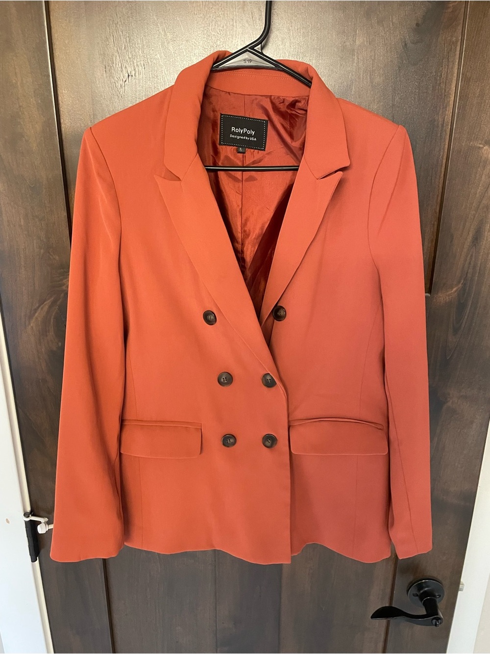 Women's Double-Breasted Rust Blazer